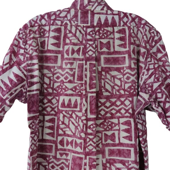 Vintage Andrews Inc. Mens Short Sleeve Button-Up Hawaiian Shirt Burgundy White - Picture 10 of 10